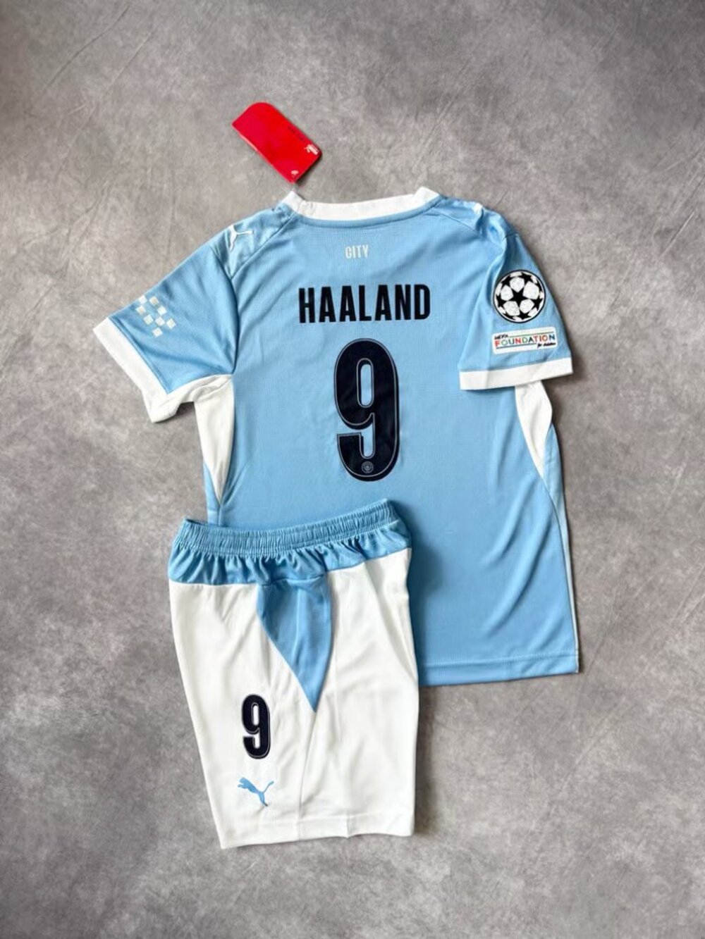 Haaland Blue 26 27 Soccer Jersey Short Set Kit